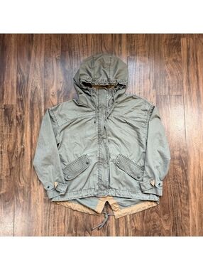Y2K Abercrombie Utility Hooded Fishtail Parka Jacket Medium Olive Green Military